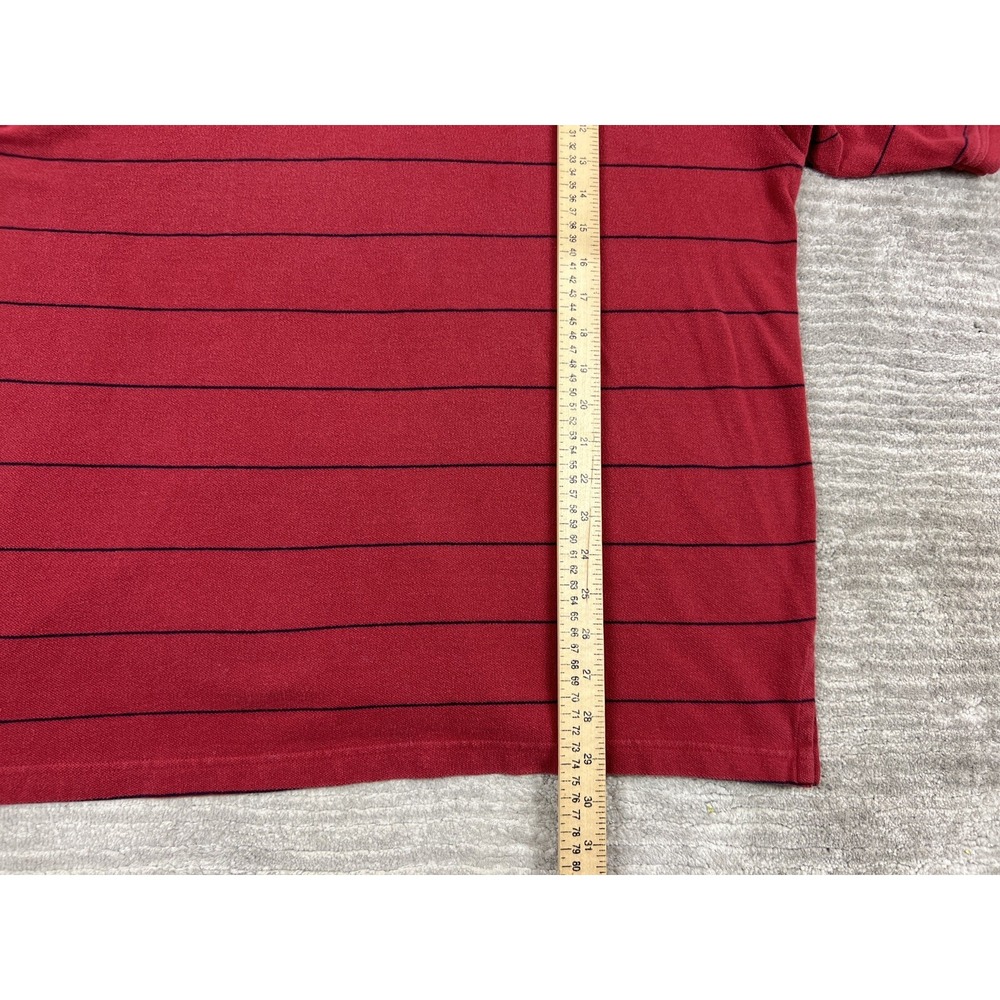 Bugle Boy Polo Shirt Mens XXL Red Striped Short Sleeve Vintage 90s Cotton Pique - Picture 5 of 10